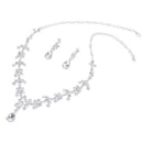 Wedding Bridal Rhinestone Necklace Dangle Earrings Set Clip On