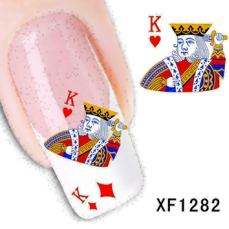 2pcs Nail Water Decals poker Mixed Patterns Transfer Stickers Nail Art Desi Q9Z6