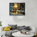 Diamond Painting Cross Stitch Winter Sunset Landscape Round Rhinestone Pict