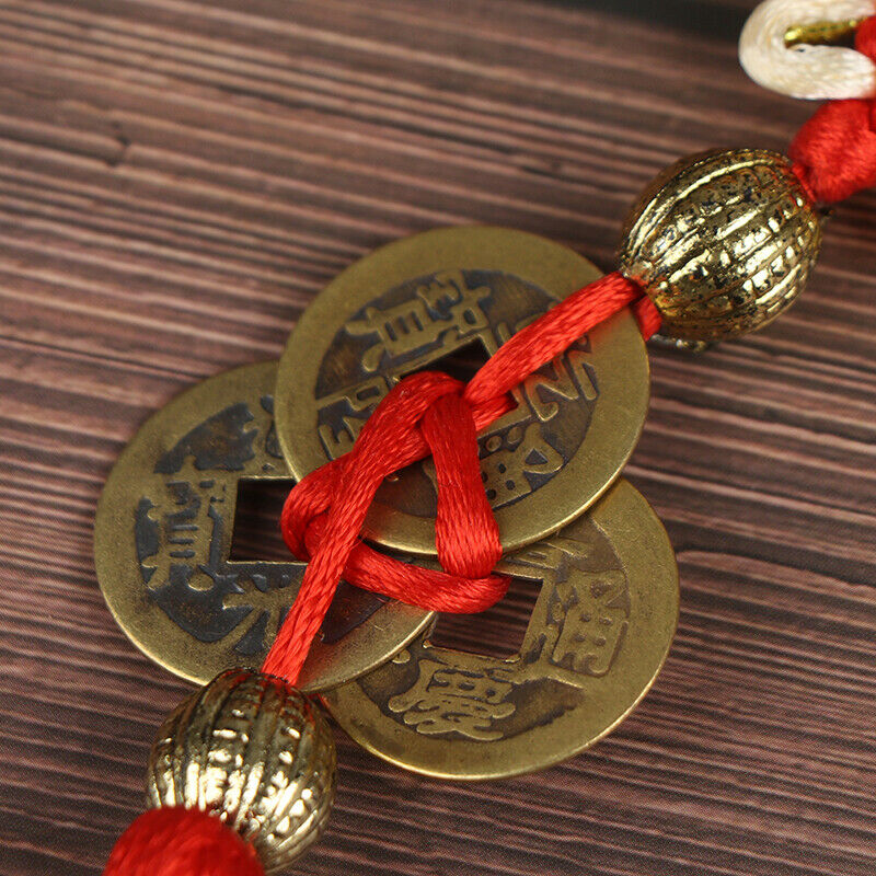Wealth Success 3 Copper Coins Rope China Knot Red Rope Feng Shui Lucky~ OZ