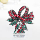 Christmas Flower Brooch Rhinestone Female Lapel Pins Badge Jewelry (Red)