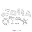 10pcs Summer Beach Holiday Series Cutting Die Stencil Scrapbooking Template
