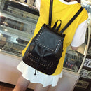 Fashion Women PU Leather Rivet Backpack Casual Girls School Bag Black