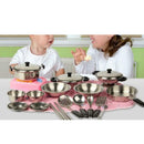 20x Kitchen Pretend Play Toys Stainless Steel Cookware Pots and Pans Set