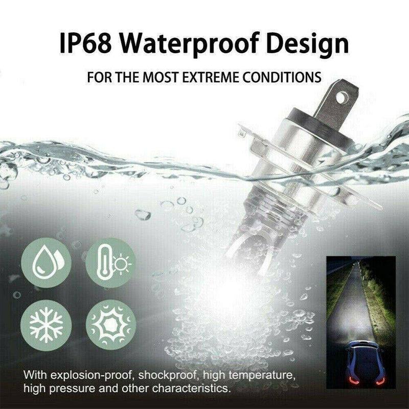 1Pair H4 200W 12000LM 6000K LED Car Headlight Fog Lights Conversion Globes Bulbs