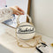 Round Shoulder Bag Women Totes Chain Messenger Handbag (Basketball White)