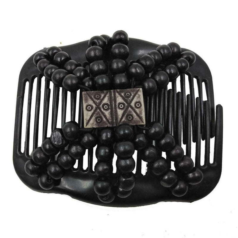 6x  Wooden Beads Stretch Double Slide Combs Bun Maker Hair Stying Tools
