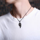 Men's Punk Necklace Stainless Steel Dragon Flame leather chain Pendant Necklace