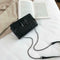 Retro Messenger Bags Women Crocodile Leather Small Shoulder Handbag (Black)