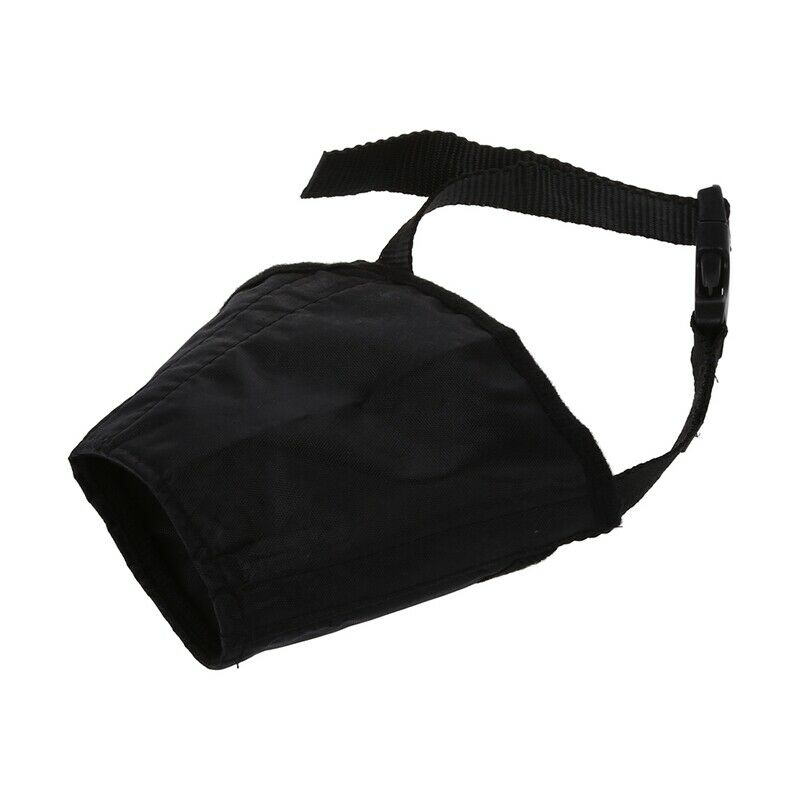 Black Adjustable Nylon Dog Muzzle for Security Bark Stops Along 8cm B7I4