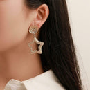 Fashion Shell Hollowed Stars Dangle Ear Stud Women Drop Earrings Jewelry
