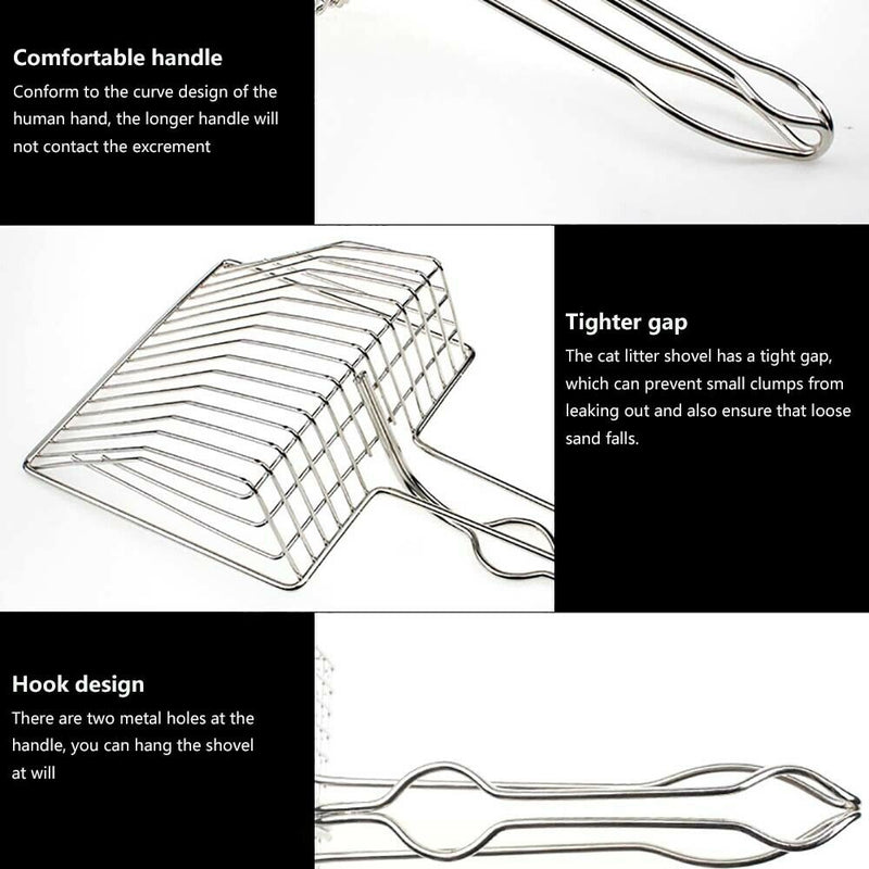 Durable Cat Litter Scoop Metal Waste Scooper Poop Pet Sand Shovel Cleaning Tools