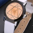 Luxury Watch Geometric Gear Leather Watch Couple Quartz Analog Watch Large  V9Y4