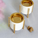 Ceramic Incense Burner Censer with Golden Iron Stand Home Desktop Ornament