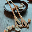 4pcs Hand-made Solid Wood Honey Mixing Bar Carved Hollow-out Spoon 7 inch x E9V7