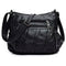 Fashion Women Crossbody Bag Black Soft Washed Leather Shoulder Bag Patchwor N3A9