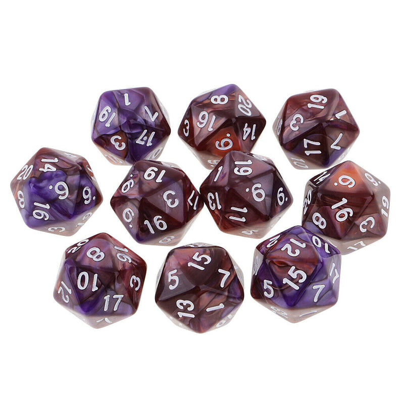 10pcs 20 Sided Dice D20 Polyhedral Dice for Dungeons and Dragons Table Games