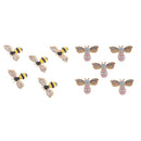 10x Mixed Alloy Bee Rhinestone Embellishment Decorative Flatback Buttons 25mm