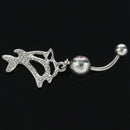Double Dolphins Rhinestone Belly Ring Body Button Bars Jewellery,Pink X2D2