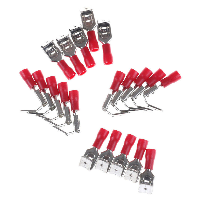 20Pcs 6.3mm Red piggy back .250 spade Insulated wire Crimp Terminal conneckos 3c