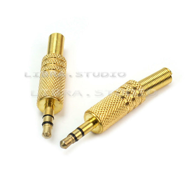 2pcs Audio 3.5 mm Male  3 Pole Stereo Soldering Connector Adapter Earphone