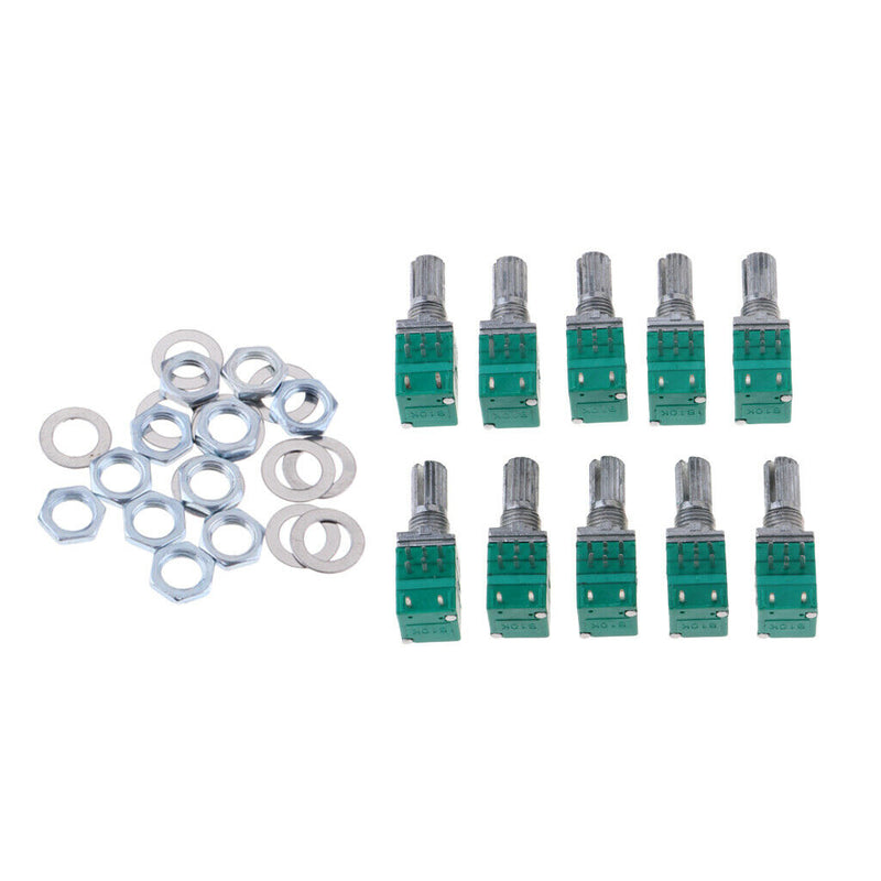 10 Pcs Double Potentiometer B10K with Switch Sound Amplifier Sealed
