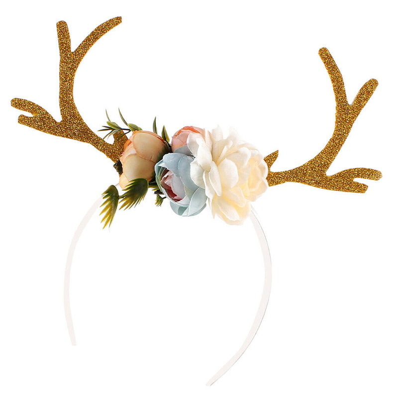 Baby Children Girls Christmas Cute Khaki Deer Antlers Ear Hair DIY Headband