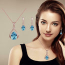 Water Drop Earrings Crystal Pendant Necklace Set Women Wedding Jewelry Gift