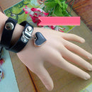 Women Stylish Punk Goth Leather Rivet Heart Ring Collar Choker Funky Necklace ME