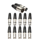 5Pairs XLR 3Pin Female MIC Jack Plug Audio Microphone Cable Connector Black