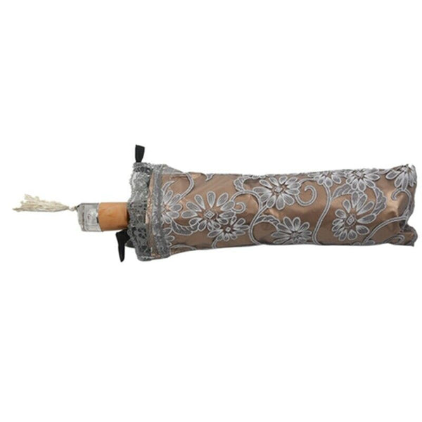 Compact Lace Wedding Parasol Folding Travel Sun Umbrella UV Block (gray) J1N9