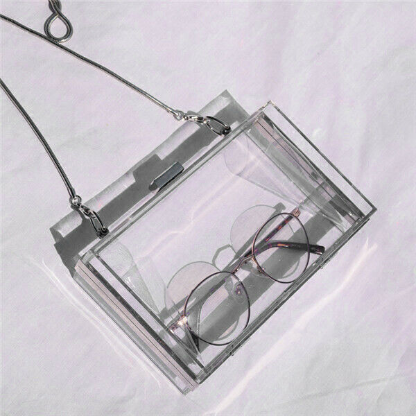 Acrylic Transparent Clutch Chain Box Women Shoulder Bags Hard Day Clutches  X6U4