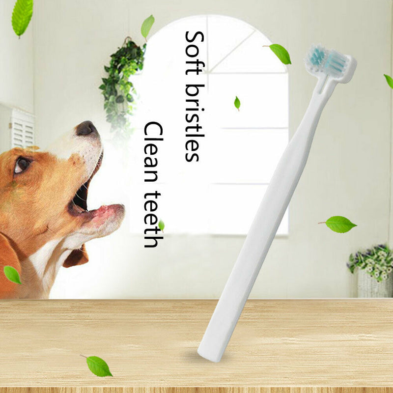 Dental Double Heads Teeth Brushing Pet Toothbrush Cats Dogs Long Handle Mouth