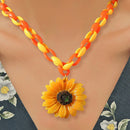 Sunflower Exaggerated Pendant Clavicle Chain Thick Necklace Women Jewelry A
