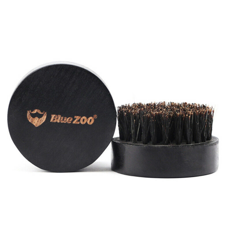Black boar hair bristle beard mustache brush military hard round wood handle Gw