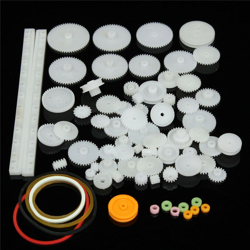 80Pcs Plastic DIY Robot Gear Set Single Double Layer Shaft Sleev Axle Crown R3P1
