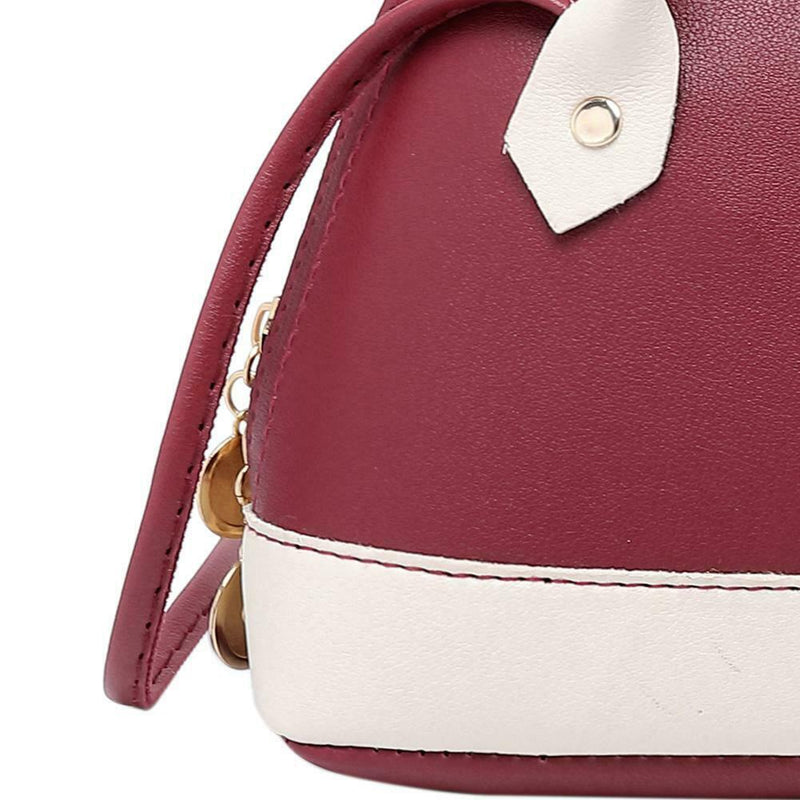 Shoulder Handbags Women Leather Shell Hit Color Crossbody Bags (Wine Red)