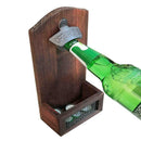 Wall Mounted Bottle Cap Opener with Cap Catcher Wood Home Keg Rustic Beer X6S4