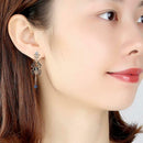 Crystal Rhinestone Spider Web Long Earring Stud Net Punk Pierced Ear Halloween