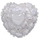 Lovely Heart-Shaped Ring Pillow Rose Flowers Rhinestone Pearls Ring Bearer