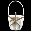 Wedding Beach Themed Ivory Flower Girl Basket With Sea Star And Seashell