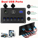 6-Gang Switch Control Panel LED Rocker Breaker Car Marine Boat Truck Circ Tw