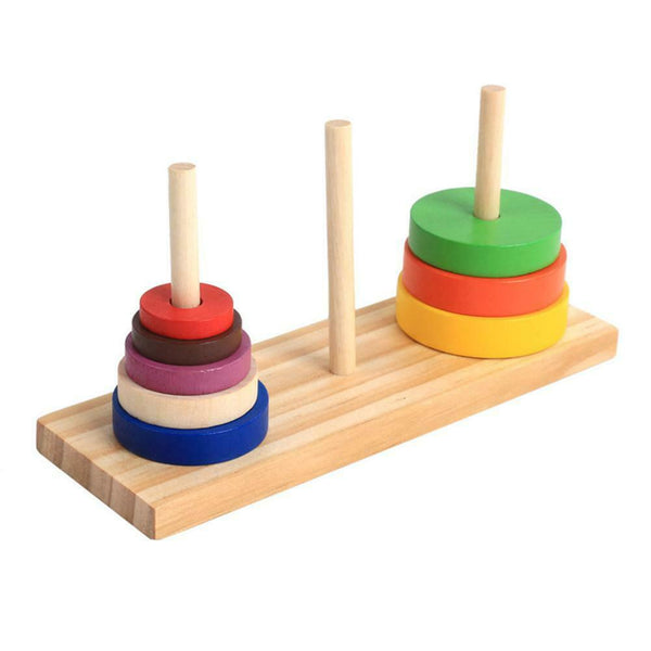 Wooden Tower of Hanoi Puzzle Game Mathematical Puzzle Educational Toys for Kid