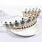 Luxury Green Crystal Baroque Diadem Rhinestone Bridal Crowns Pageant Jewelry Gw