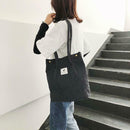 Women Canvas Handbag Solid Color Shoulder Shopping Bag Travel Tote (Black)