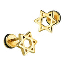3 Pairs Star of David Earring Women Stainless Steel Cool Punk Ear Studs Hot