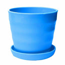 Plastic Round Flower Plant Pot Planter Holder With Tray Home Office Garden