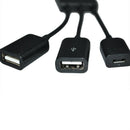 USB 2.0 HUB Splitter 3 Port Way Micro USB Black 19Cm NEW