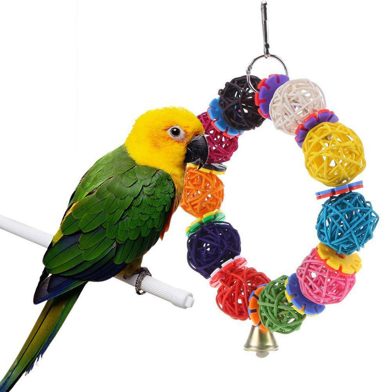 Parrot Toys Bell Vine Balls Bird Bite Climb Chewing Cage Swing Hanging Decor