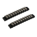 2pcs 10 Positions Dual Row 30A Screw Terminal Strip Blocks Barrier Strip (Black)